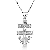 Claddagh Gold .925 Sterling Silver Caravaca Angels Cross Crucifix Pendant Necklace and Pendant Only