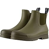 planone Women’s Fashion Waterproof Short Chelsea Rain Boots Durable Non Slip Ankle Rubber Boots Work Booties Lightweight Outdoor Garden Shoes with Removable Insole