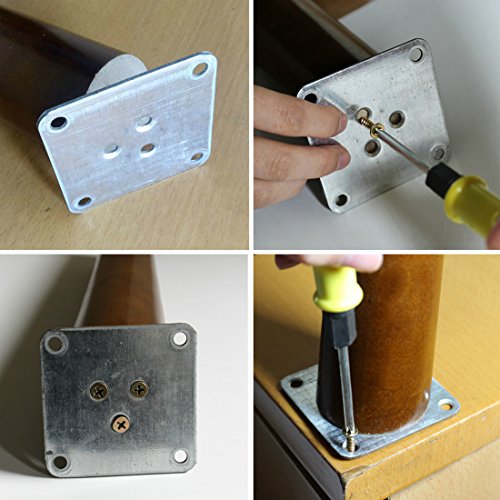 8 inch Wood Furniture Legs Walnut Finished Replacement Feet Ideal for IKEA Sofa Bed Dresser Cabinet Pack of 4pcs with Mounting Plates - Thumbnail 6