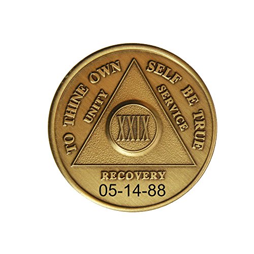 Personalized Custom Engraved 29 Year Antique Bronze AA (Alcoholics Anonymous)-ACA-AL-ANON-Sober-Sobriety-Birthday-Medallion-Coin-Chip-Token