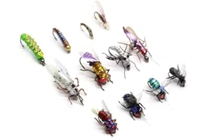 YZD Fly Fishing Flies Realistic Dry Wet Nymph Trout Flies Hand Tie Lures Kits 12/26/48 Pcs…