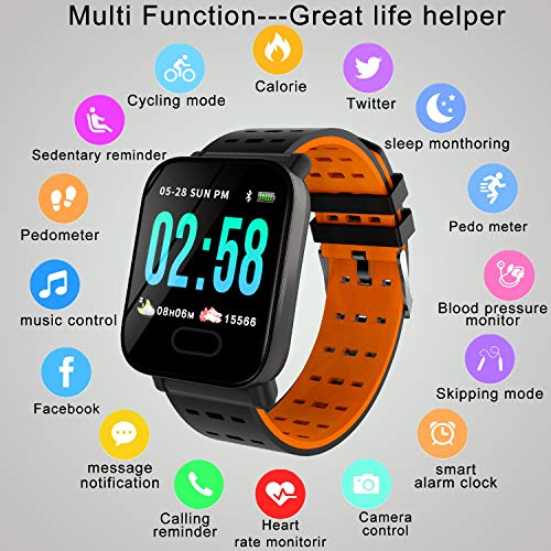 Smart Watch Fitness Tracker with Heart Rate Blood Pressure Monitor for Men Women Kid Sport Watch with Run Outdoor Activity GPS Tracker Pedometer Calorie Sync Phone for Android iOS Electronic Wearable