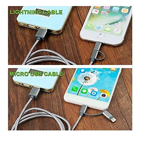 image for Yostyle 2-in-1 Lightning and Micro USB Cable Nylon Braided High Speed 