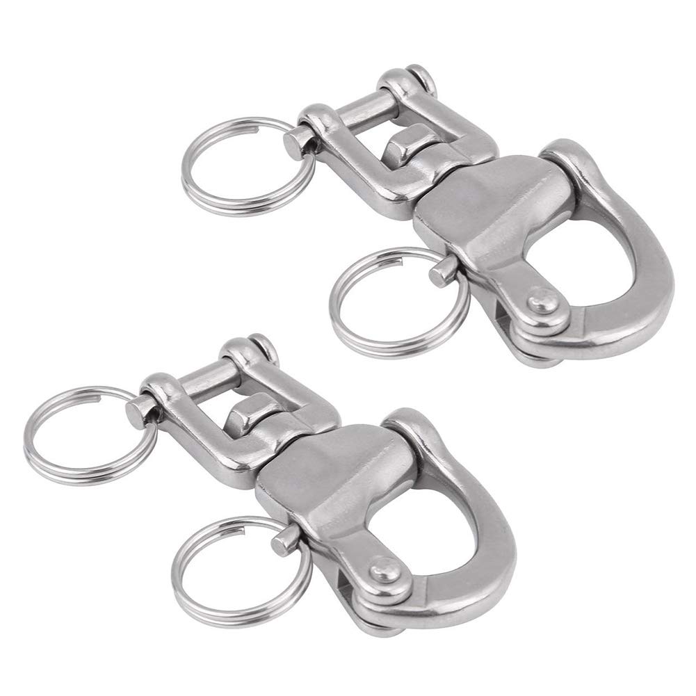 Small Snap Shackle, 316 Stainless Steel Quick Release Snap Shackle Swivel Eye Snap Shackle for Sailboat Spinnaker Halyard (70mm 2pcs)
