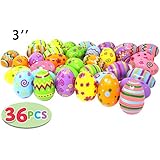 36 PCs Jumbo Plastic Printed Bright Easter Eggs, Over 3' tall for Easter Hunt, Basket Stuffers Fillers, Classroom Prize Supplies, Filling Treats and Party Favor
