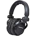 Monoprice Premium Hi-Fi DJ Style Over-The-Ear Pro Headphones with A Single-Button Inline Microphone/Controller - Black