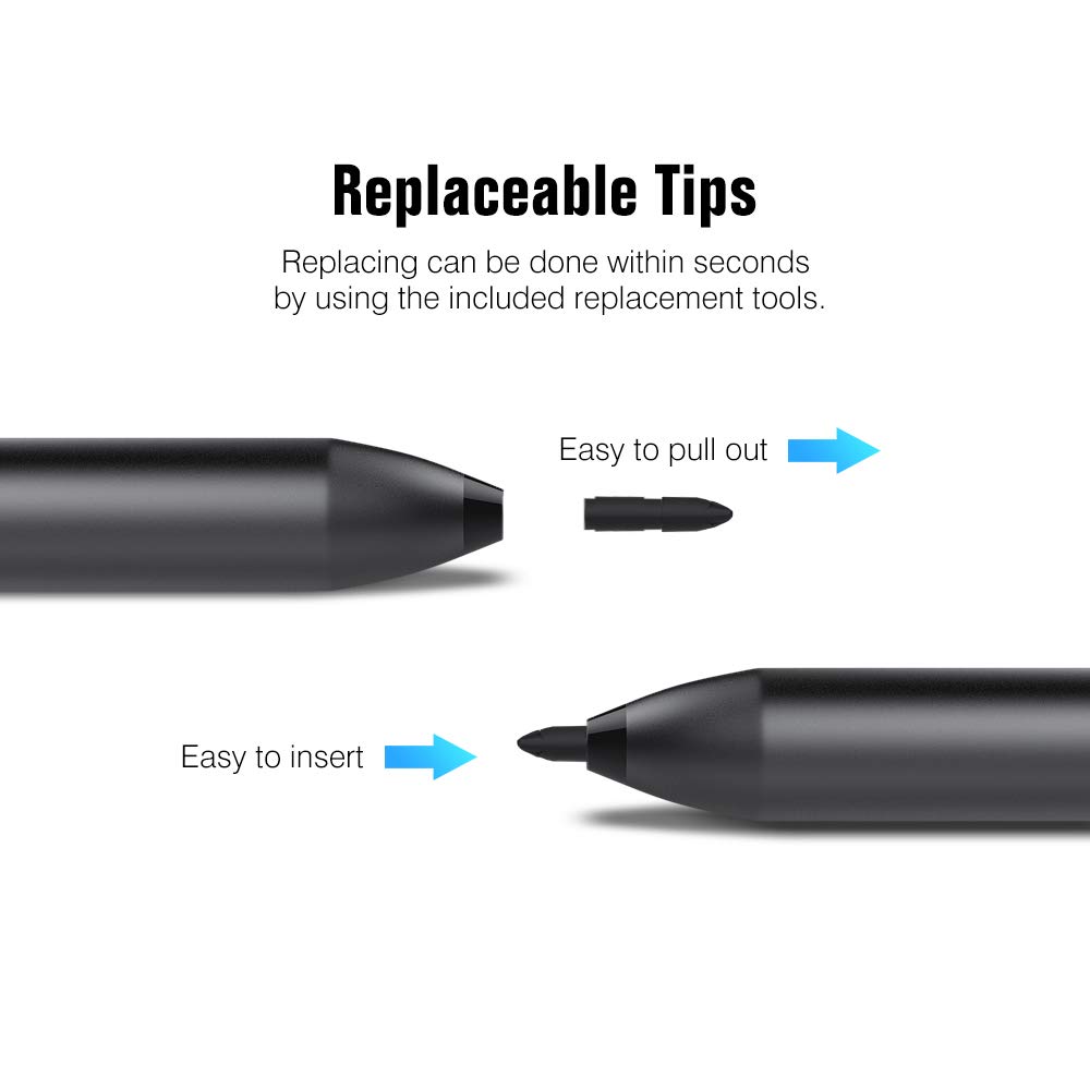 MoKo Stylus Pen Fit Surface, Active Stylus Pen with 4096 Pressure Sensitivity Supporting 600hrs Playing Time Compatible Surface Go 2/Go/Book/Laptop/Studio, Surface Pro 4/5/6/7/X 2019, Black