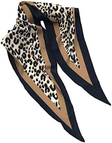 LamdooSummer Silk Feeling Hair Scarves for Women Printed Head Scarfs Short Neck Scarve Leopard Print & Coffee