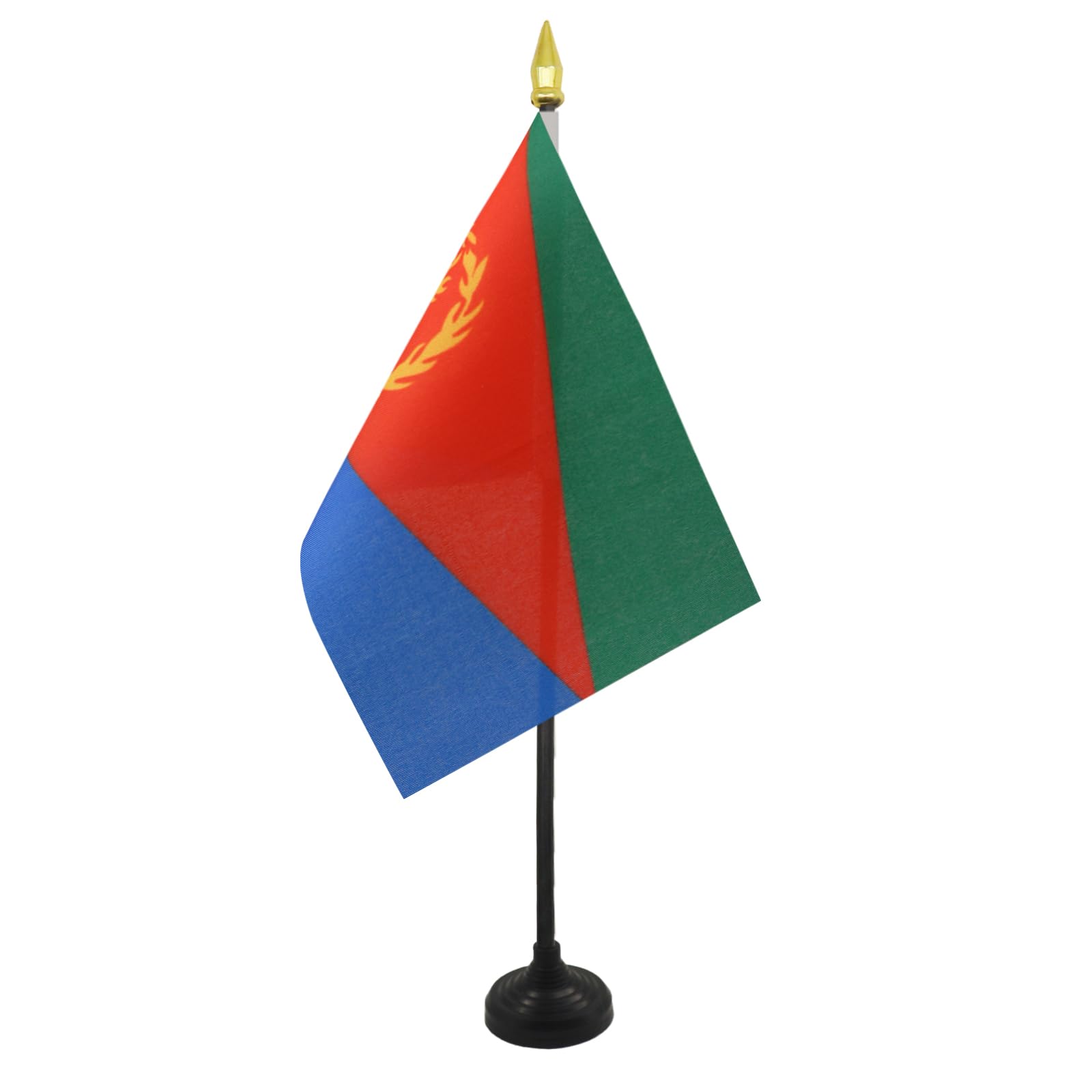 AZ FLAG - Eritrea Table Flag 4'' x 6'' - Eritrean Mini Desk Flag 100% Polyester 15 x 10 cm - Office Mini Banner with 10'' Pole - Golden Spear