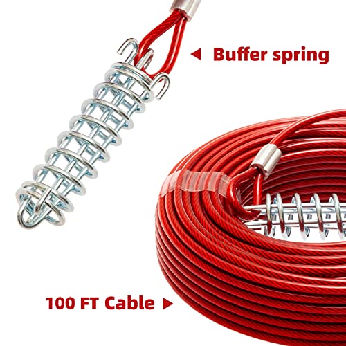 PUPTECK Dog Run Cable, 100 ft Heavy Weight Tie Out Cable with 10 Feet Runner for Dog up to