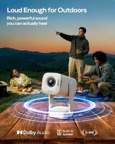 Aurzen D1 air Smart Portable Projector, Built-in Netflix app, Native 1080P HDR10, 4K Supported, USB-C Powered, TOF Auto Focus/Keystone, Dolby Audio, Projector for Bedroom, White