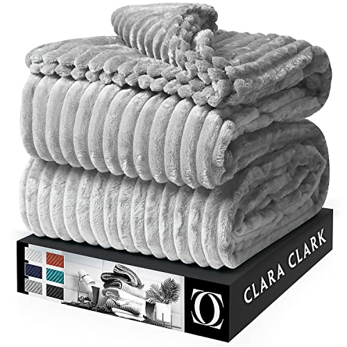 Clara Clark Cut Plush Fleece Throw Blanket - Twin Size - Lightweight Super Soft…