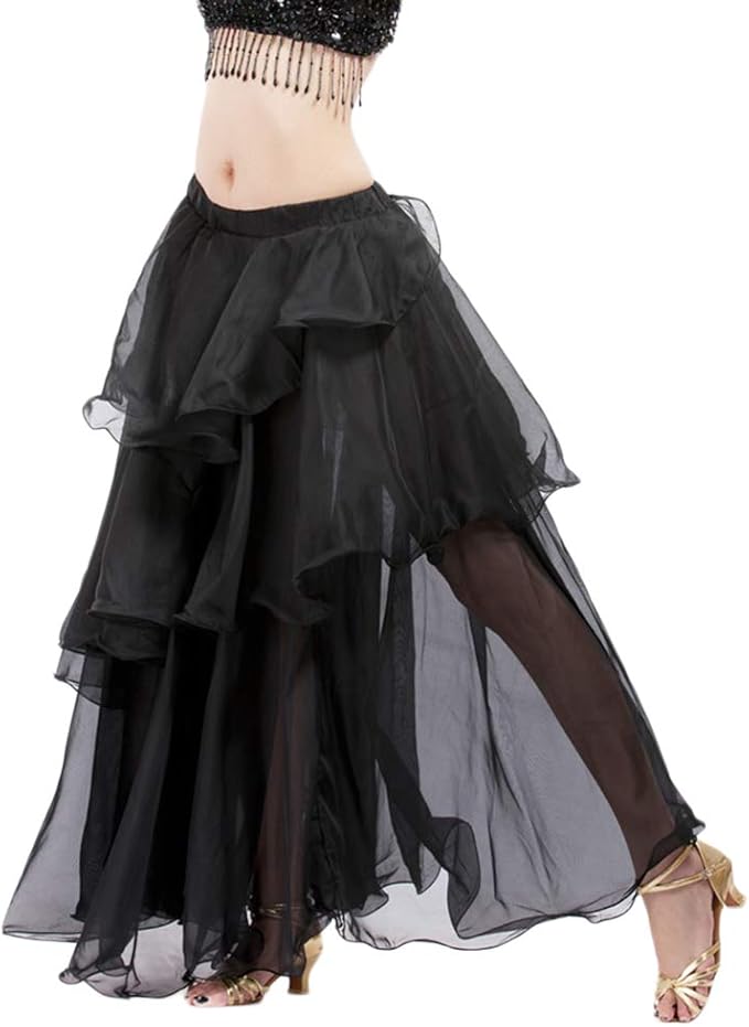 Ladies Belly Dance Skirt Three Layers Long Swing Maxi Skirt Full Circle