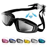 Unisex Adult Swim Goggles, No Leaking Anti-Fog UV Protection Professional Swimming Goggles For Youth Men and Women, Mirroed Lens And Wide Large Frame