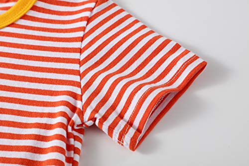 BIBNice Toddler Girls Tunic Tops Stripe Cotton Dress Short Sleeves Basic Active Shirt Dresses 7t