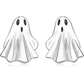 ORANGE FOREST Halloween Earrings 925 Sterling Silver Pumpkin Spider Ghost Stud Earrings Halloween Party Jewelry Smiling Face Pumpkin for Women