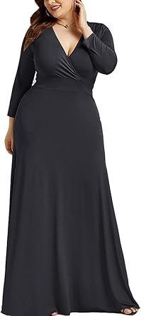 plus size long sleeve wrap dress
