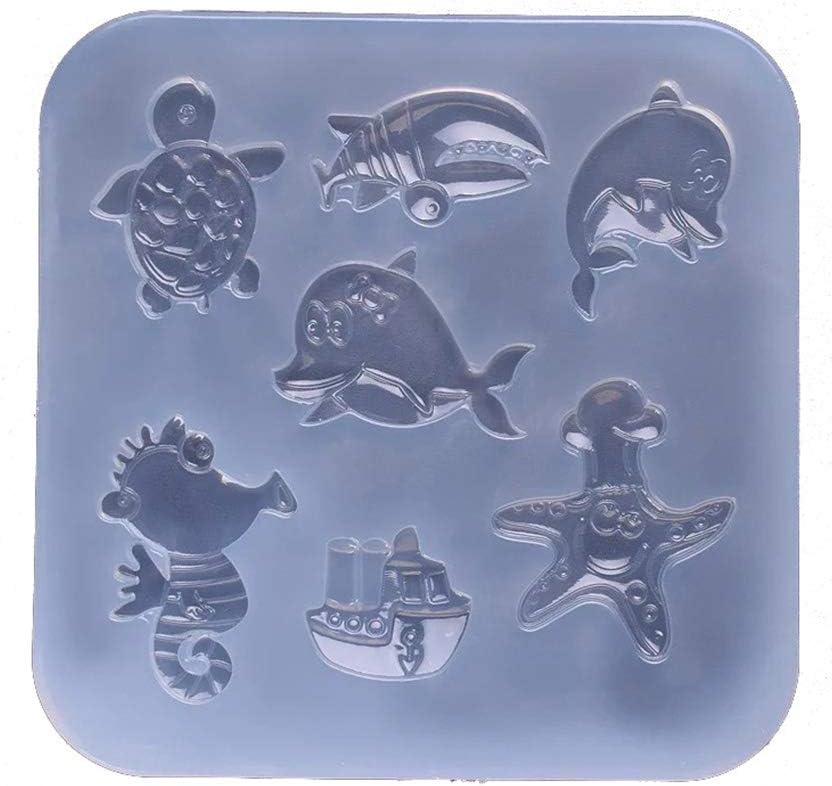 lehaha Silicone Mold, Mini Ocean Animals Shape Silicone Epoxy Resin UV Glue Crafts Mold Creative Art Pendant Brooch Jewelry Tool Accessory for DIY