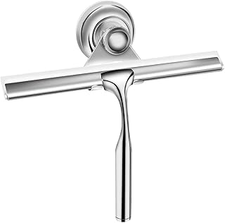 Duschabzieher Edelstahl Duschwischer mit Wandaufhänger ohne bohren Silikon-Wischlippe Fensterabzieher für Badezimmer Spiegel Fenster Glasreinigung