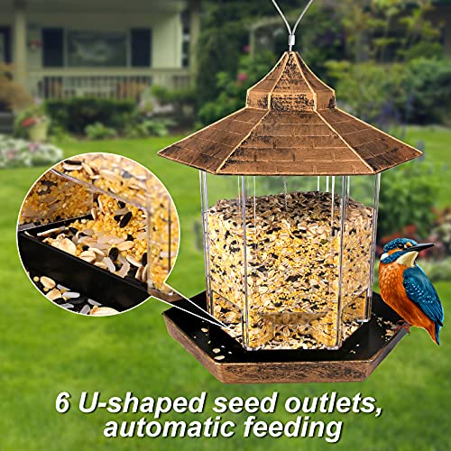Bird Feeders , Hanging Bird Feeder with Ideal Hexagon Shaped for Courtyard, Garden, Patio, Backyard and Front Porch Decoration