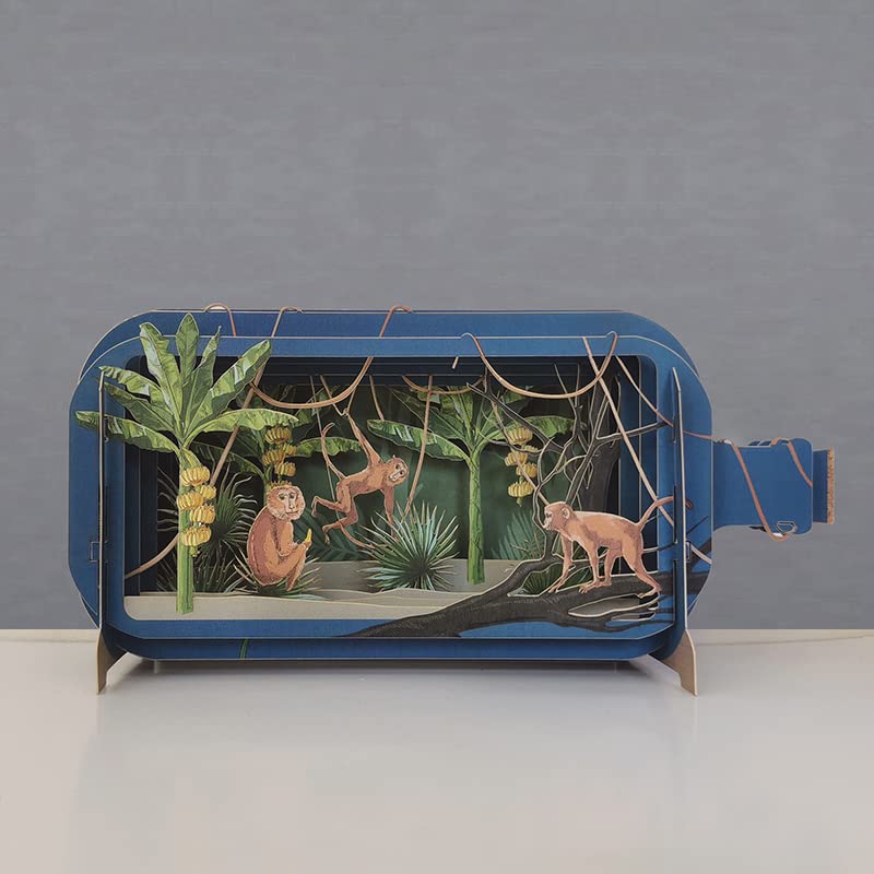 Message In A Bottle Monkeys Pop Up Any Occasion Greeting Card by Alljoy Cards MIB190