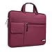 MOSISO Laptop Shoulder Bag Compatible with MacBook Air/Pro, 13-13.3 inch Notebook, Polyester Flapover Briefcase Sleeve Case, Wine Red
