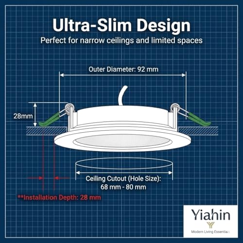20 Pieces LED Recessed Spotlight Kit Ultra Slim 4W 339LM Natural White Light 4000K Plastic Ceiling Panel for Plasterboard, Anti-Corrosion and Safe Insulation, for Kitchen, Bathroom, Living Room