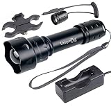 UniqueFire UF-T20 IR 850NM Infrared Light Illuminator LED Flashlight Kitset 丨T38 38mm Lens Adjustable Focus Night Vision Torch with Dual Control Remote Pressure Switch,Charger + Scope Mount