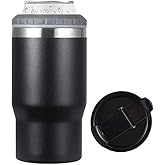 FAMKX 14oz 4 in 1 Stainless Steel Can Cooler Beer Bottle Insulator With 2 Lids for 12oz can&bottle, Double walled insulated Thermocooler &Travel Mug Holder Keeping Your Bevearge Cold (Black)
