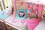 Pink Owl Bird 7pcs crib set Baby Bedding Set Crib Bedding Set Girl Boy Nursery Crib Bumper bedding