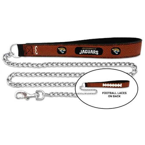 NFL Jacksonville Jaguars Football Leather 3.5mm Chain Leash, Large