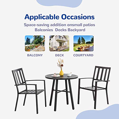 JY QAQA 3 Piece Outdoor Bistro Set Metal Frame Table and Chairs All