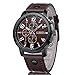 GOHUOS Men's Business Dress Watches Analog Quartz PU Leather Band Stainless Steel Wrist Watch-Brown