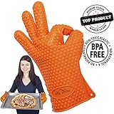 Silicone BBQ Oven Gloves - Eco & Life Ice Power Best Heat Resistant Silicone Gloves For Cooking Barbecue Grilling Boiling - Excellent Oven Mitts For Outdoor and Kitchen Use