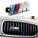 BMW M Front Grille Emblem, 3D Chrome Badge Metal Power Car Fashion Logo for BMW M M3 M5 X1 X3 X5 X6 E30 E34 E36 E39 E46 E60 E90 E92 (Silver)