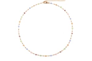 Beaded Necklace, Colorful Summer Beaded Choker Necklace Cubic Crystal Necklace Bohemian Beads Necklace for Beach Party Prom P