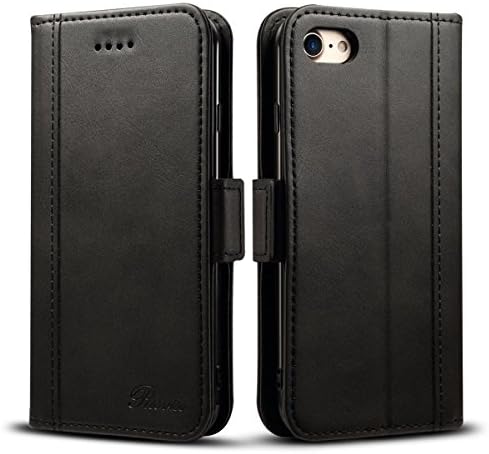 Rssviss iPhone 7 Plus Case Wallet Premium PU Leather Flip Wallet Case with Card Slot, Cash Clip, Stand Holder and Magnetic Closure for iPhone 8 Plus[Support Wireless Charging](Black,5.5 inch)