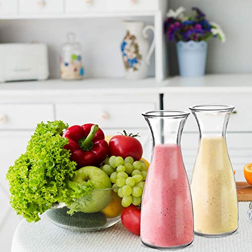 3-Piece Glass Carafe Set - 1 Liter Pitchers for Party - 10 Inch Tall Jugs- Water or Milk Bottles