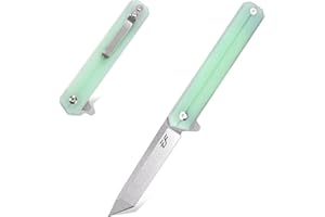 Eafengrow EF65 Flipper Folding Lock Knife Ball Bearing D2 Blade and G10 Steel Handle Pocket Assisted Multitool with Clip Everday Carry (EF65-T-jade)