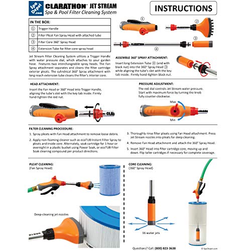 Jet Stream Spa & Pool Filter Cleaner Dual Tool Set with Fan Spray Head