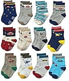 RATIVE RB-71112 Non Skid Anti Slip Crew Socks With Grips For Baby Toddlers Boys