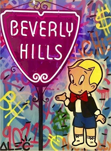Artwu ALEC Monopoly Richie BEV' Hills Neon Sign Wall Art Home Wall Decorations for Bedroom Living Room Oil Paintings Canvas Prints-750 (Unframed,12x16nch)