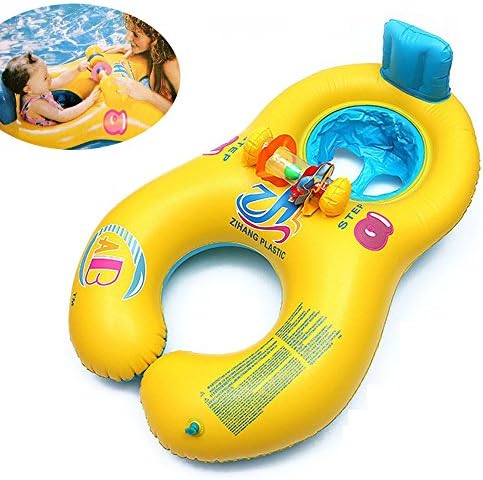 Mother Baby Swim Float Ring, Safe Inflatable Mother and Baby Seat Floating Kid's Chair Swimming Pool Floats by JISIMI