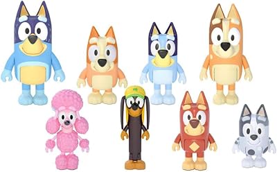 Akedo Bluey Family Friends 8 Figure Pack 6-8cm Bluey Bingo Bandit Chilli Coco
