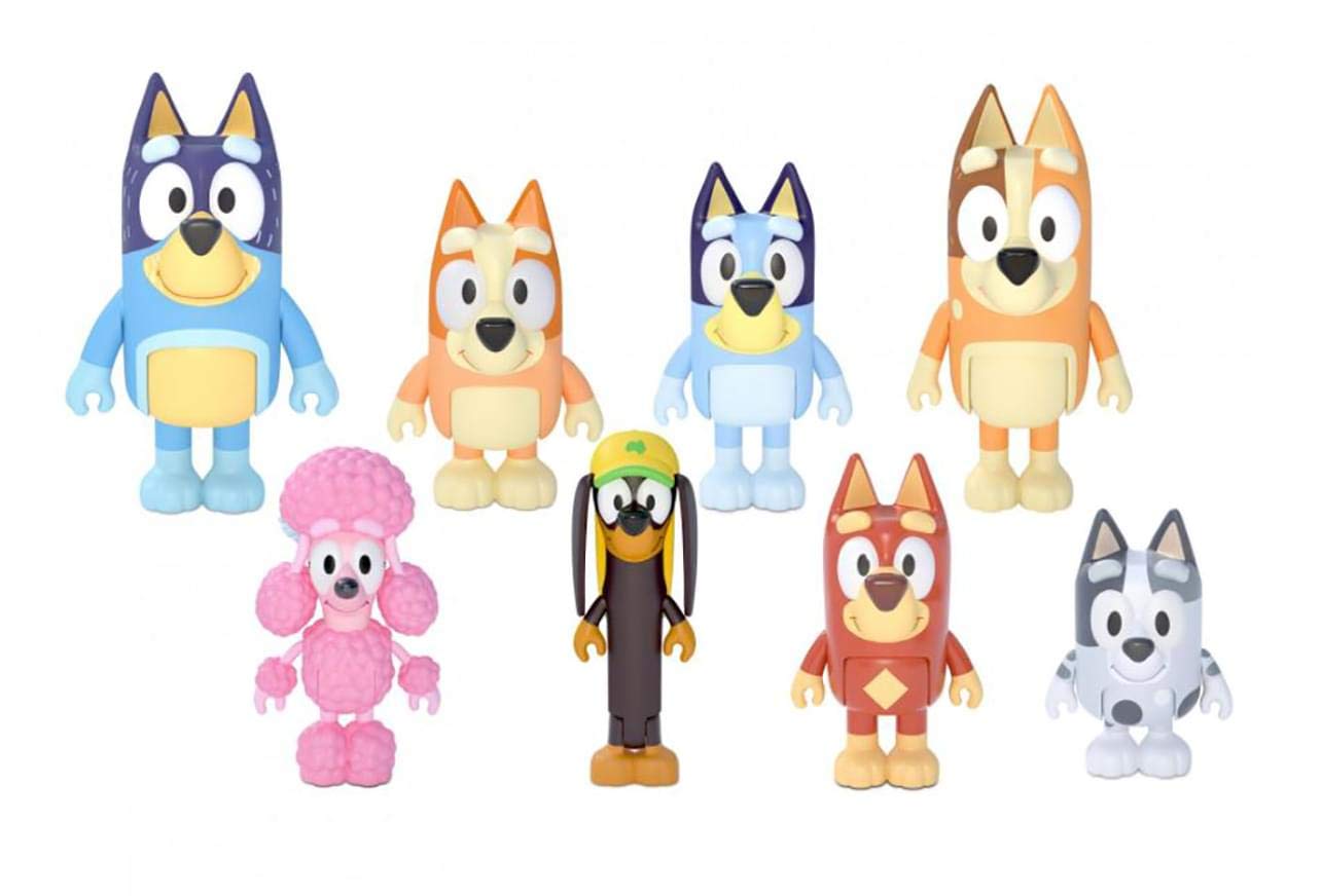 Bluey’s Family and Friends Figure, Blue, 6-8 cm, 8-Pack