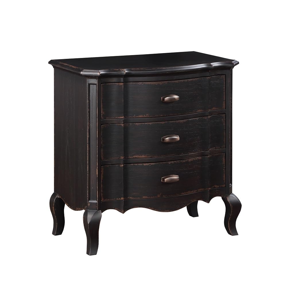 Photo 1 of **BROKEN LEGS**Acme Chelmsford 3-Drawer Contemporary Wood Nightstand in Antique Black