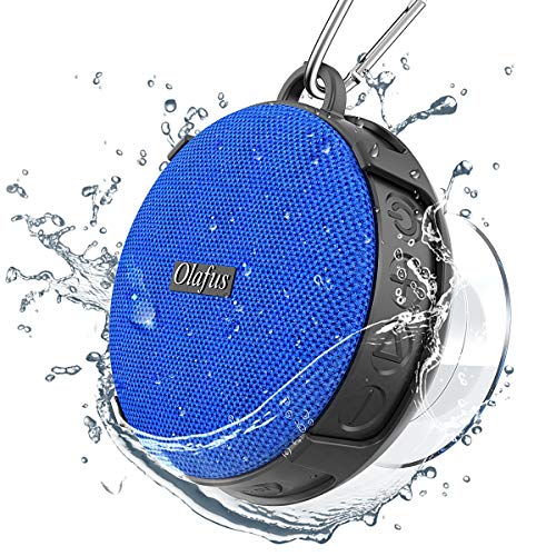 Olafus Enceinte Bluetooth Portable, IPX7 Etanche, Mini Enceinte de Douche sans Fil à Ventouse et Crochet, Microphone Intégré, Idéal pour Salle de Bains, Plage, Bluetooth 5.0, 10h de Lecture