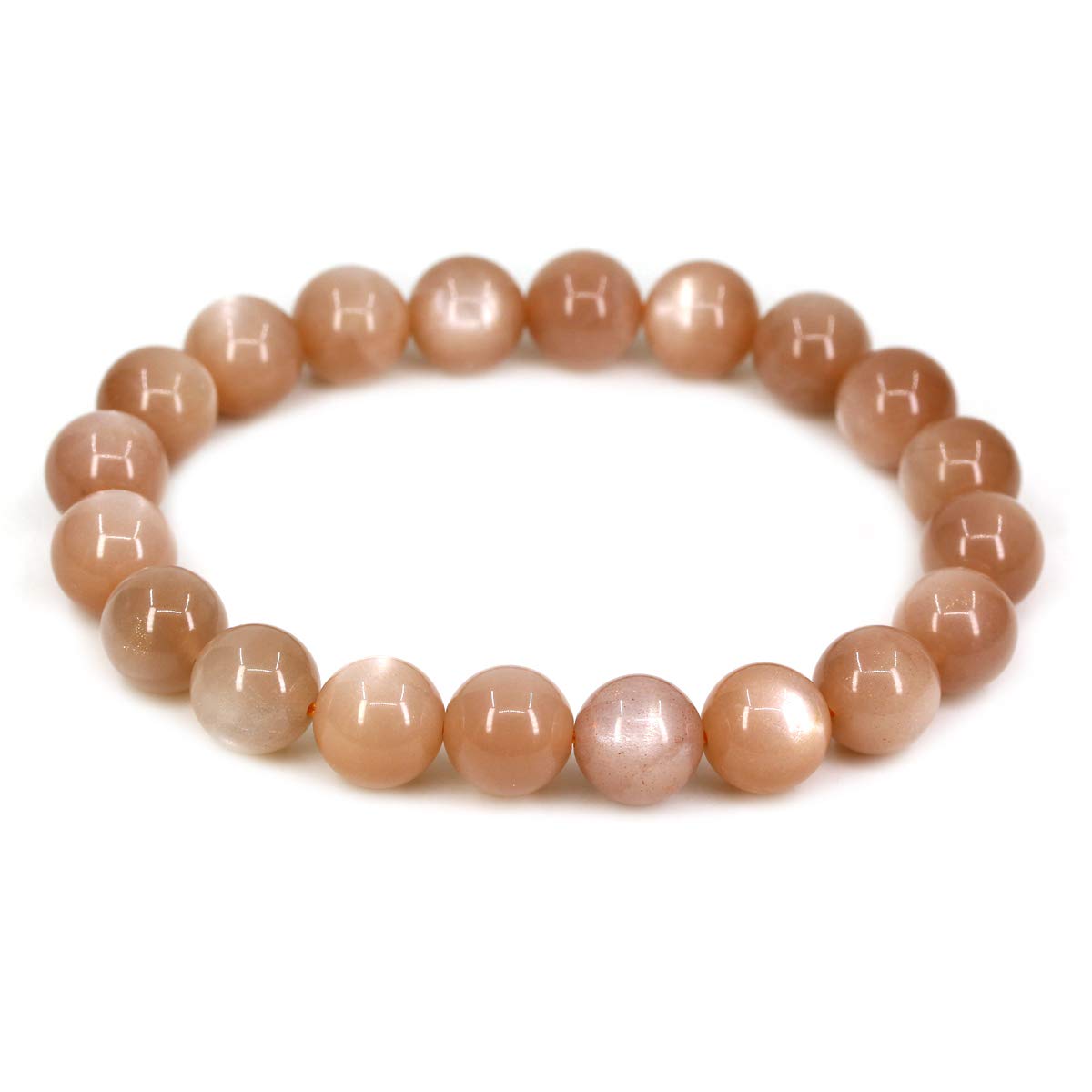 CHENYUE Natural Red Sunstone Gemstone 10mm Round Beads Stretch Bracelet 7" Unisex โ image 1