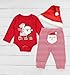 DONWEN Christmas Newborn Infant Baby Boys Clothes My 1st Christmas Rompers Bodysuit Santa Claus Pants with Christmas Hat 9-12 Months