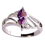 Psiroy Marquise Created Amethyst Openwork Band Promise Ring for Women